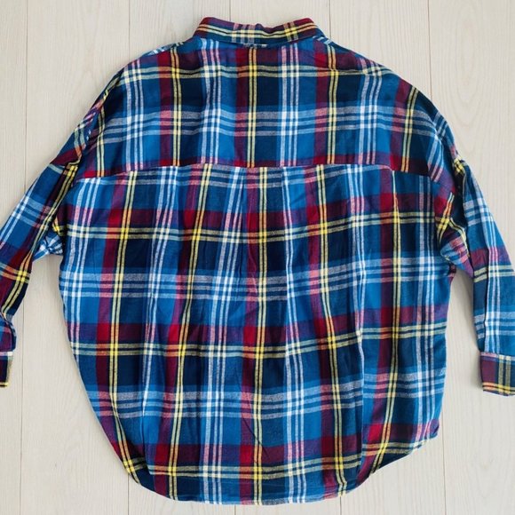 French Connection Flannel Rhodes Oversized Check  Shirt - Picture 5 of 5